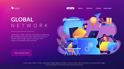 全球网络连接概念登陆页面。