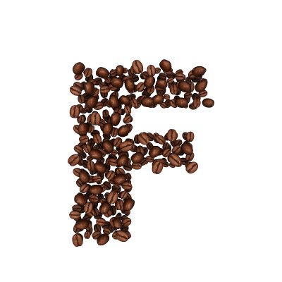 咖啡豆字母表。字母F