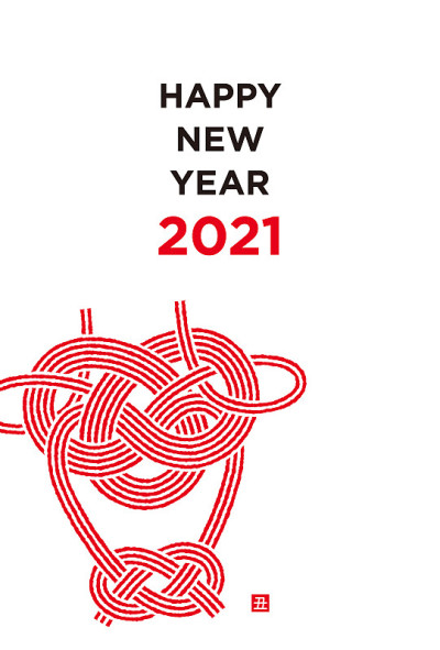 2021 New Year's card, simple design of cow mizuhik