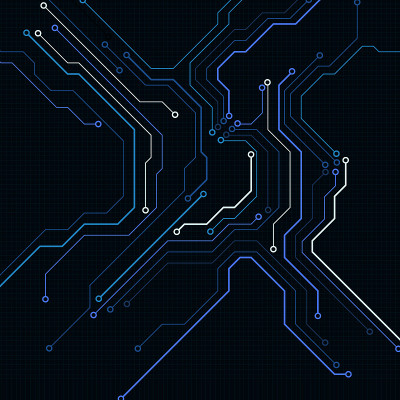 电路板现代色彩主题数字技术矢量背景。