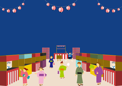 在日本节日中穿浴衣的人