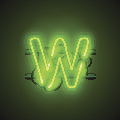 霓虹字体字母w，艺术设计板。