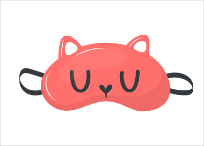 可爱的目光面具。粉红色的猫。卡通风格