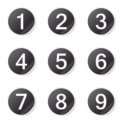 数字计数黑色矢量按钮图标设计集
