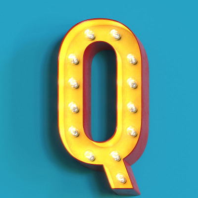 灯泡发光字体，3d字母Q