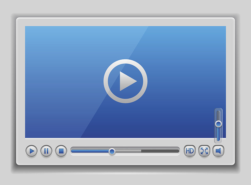 蓝色光滑的视频播放器模板