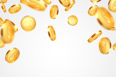 逼真的3d金币爆炸。