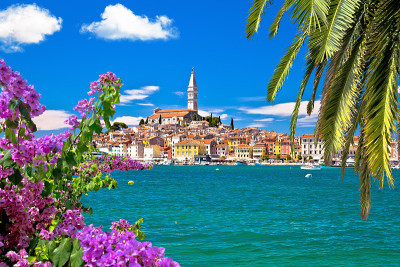 Rovinj。美丽的历史小镇罗维尼海滨景观