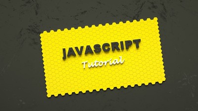 3d渲染Javascript教程。电子学习。黄色卡片六边形与Javascript教程题词。在线规划教
