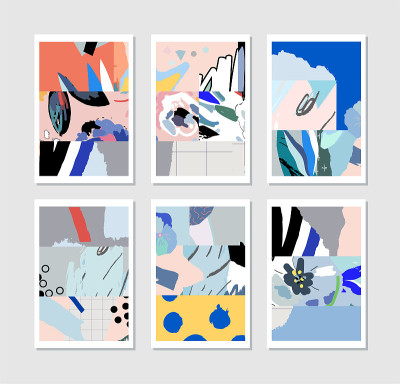 Collection of creative universal artistic cards.
