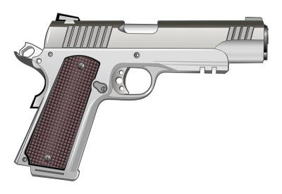 1911手枪在白色矢量上隔离