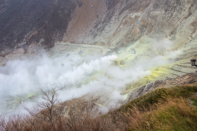 日本富士火山的大浪谷
