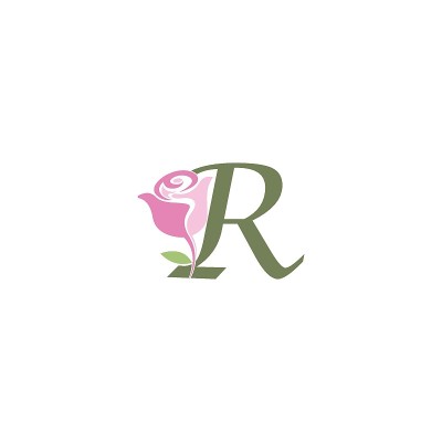 字母R与玫瑰图标标志矢量模板