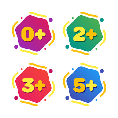 Set of kids age restrictions. Cartoon color vector