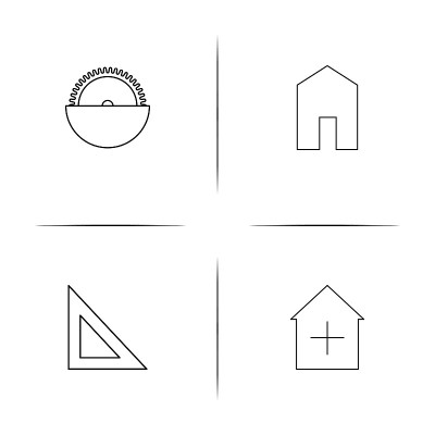 建筑和建筑简单的线性图标集。简单的轮廓图标