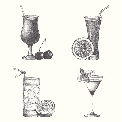 手绘鸡尾酒插图