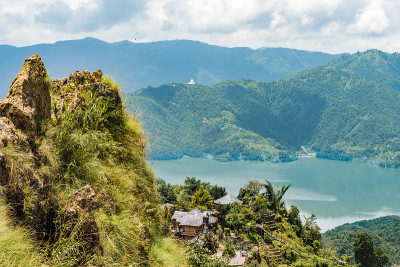 博卡拉市附近的风景山景，尼泊尔