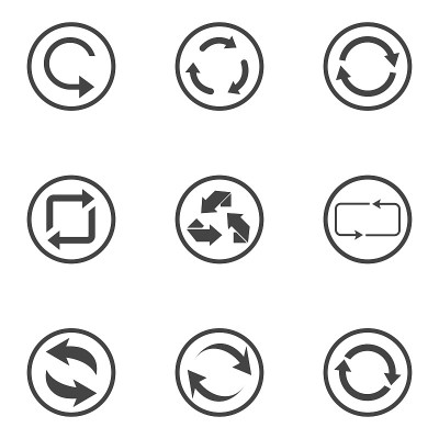 Repeat icons set. set of 9 refresh filled icons su