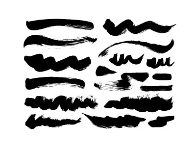 Black paint wavy and straight brush strokes vector
