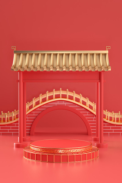 三维渲染中式桥