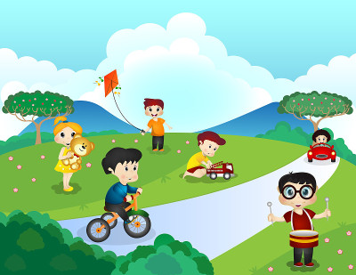 孩子们在公园里玩耍