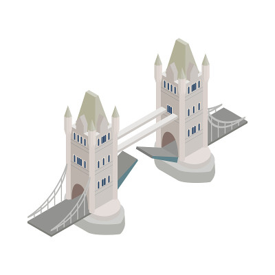 伦敦塔桥图标，等距3d风格