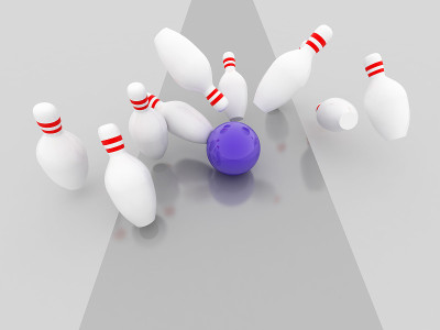 保龄球罢工插图，3d图像