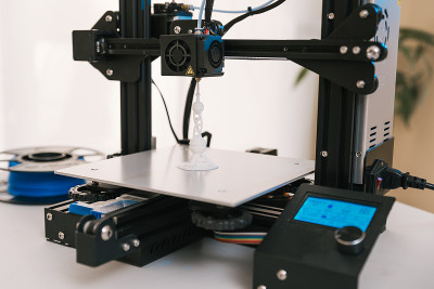 3d白色打印细节。概念工作与3d打印机