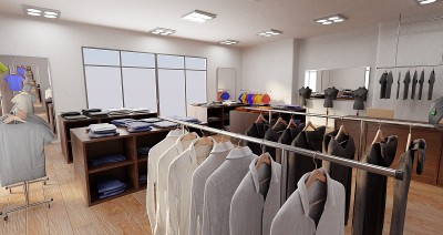服装店逼真的3d渲染