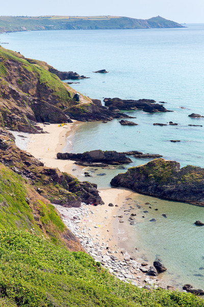 英国，康沃尔海岸，白沙湾海滩