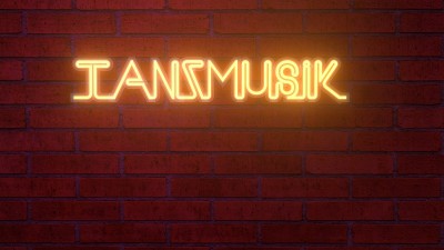 明亮的Led灯tex在德语“TANZMUSIK”翻译成舞蹈音乐。3 d渲染。