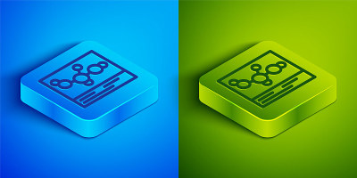 Isometric line Chemical formula icon isolated on b