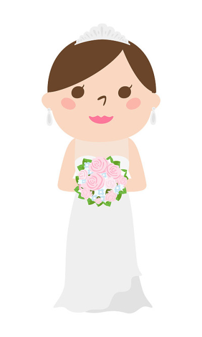 新娘穿着婚纱的插图。
