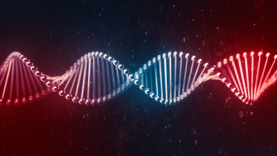 DNA链的概念。医学科学遗传学背景生物技术，基因细胞，rna结构。三维渲染