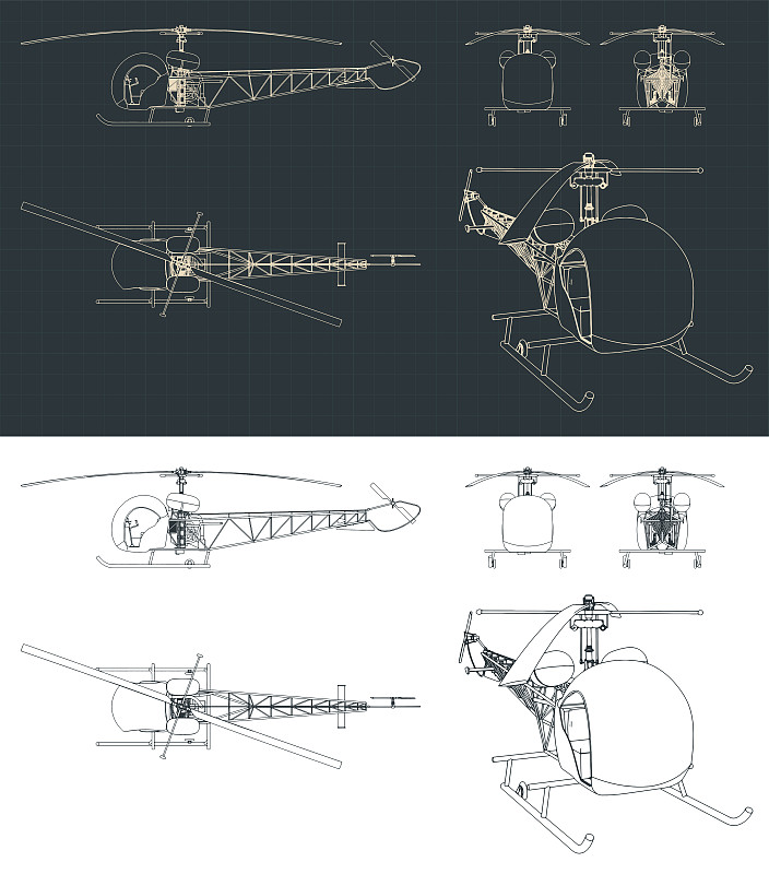 轻型直升机蓝图