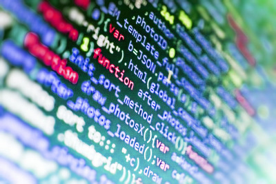Javascript函数，变量，对象。电脑打字工作。软件源代码。