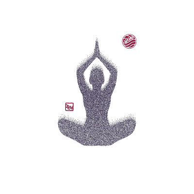 矢量:喷雾纹理女人在瑜伽姿势图标。