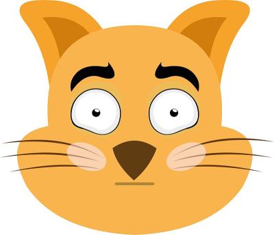 矢量emoticon插图卡通猫的头与表情羞愧，脸红