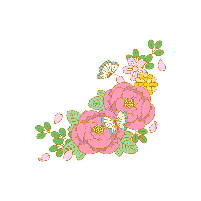 日本花卉插画材料