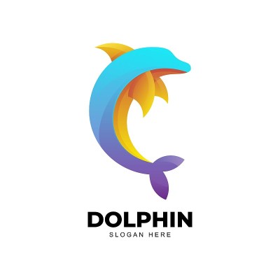 矢量插图海豚梯度彩色风格。