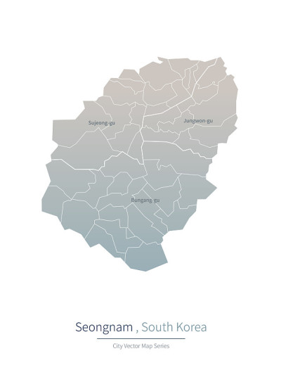 凭借地图。韩国主要城市的矢量地图。