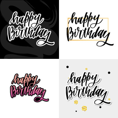 Happy birthday hand drawn vector lettering design 