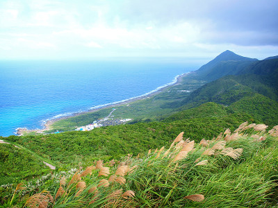 阳光明媚的海岸景色
