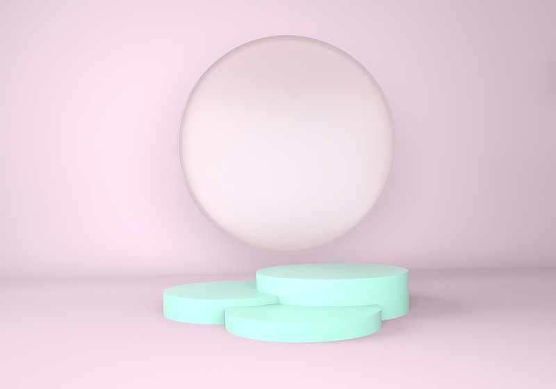 3d抽象背景，模拟场景几何形状平台的产品显示。