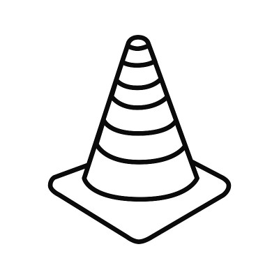 交通锥线图标矢量插图孤立在白色