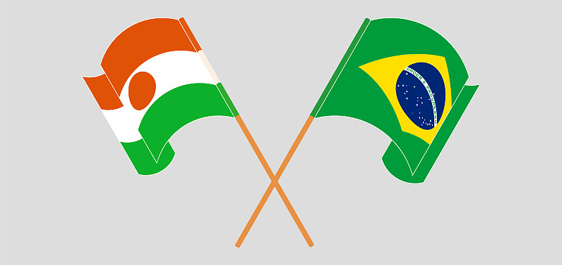 Crossed flags of the Niger and Brazil. Official co