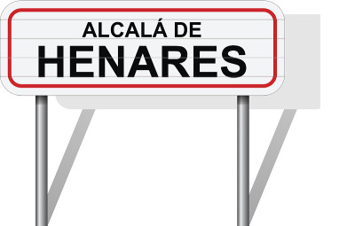 欢迎来到Alcala de Henares西班牙路牌向量