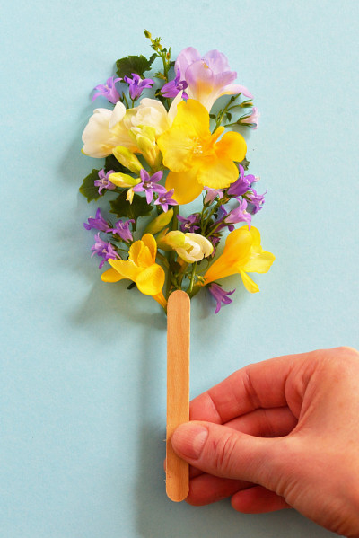 概念手握冰棒从春天的花朵