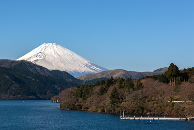 美丽的富士山从一个欣之子湖