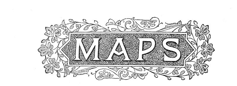 古董插图-世界历史-单词MAPS周围有藤蔓装饰